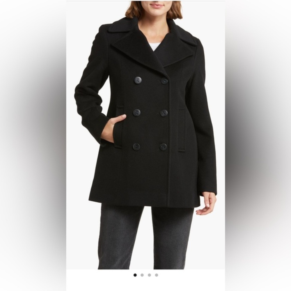 Fleurette Black Wool Blend Peacoat – Luxury